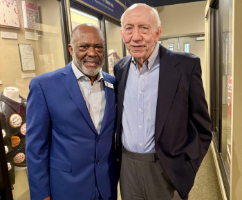  Image of Pat Thomas (left) and Tom Kimbrough (right), at the Texas High School Sports Hall of Fame.
